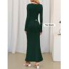 imageZESICA Womens 2025 Fall Sweater Dress Long Sleeve V Neck Ribbed Knit Party Cocktail Bodycon Maxi DressesDarkgreen
