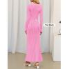 imageZESICA Womens 2025 Fall Sweater Dress Long Sleeve V Neck Ribbed Knit Party Cocktail Bodycon Maxi DressesPink