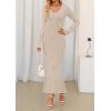 imageZESICA Womens 2025 Fall Sweater Dress Long Sleeve V Neck Ribbed Knit Party Cocktail Bodycon Maxi DressesSand