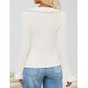 imageZESICA Womens 2025 Fall Tie Front Bow Cardigan Sweaters Long Bell Sleeve V Neck Ruffled Knit Cropped Trendy TopsWhite