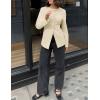 imageZESICA Womens Business Casual Blazers 2025 Fall Long Sleeve Button Down Suit Jackets Open Front Work Blazer with PocketKhaki