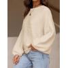 imageZESICA Womens Crew Neck Long Lantern Sleeve Fall 2025 Casual Loose Ribbed Knit Solid Soft Pullover Sweater TopsApricot