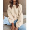 imageZESICA Womens Crew Neck Long Lantern Sleeve Fall 2025 Casual Loose Ribbed Knit Solid Soft Pullover Sweater TopsApricot