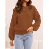 imageZESICA Womens Crew Neck Long Lantern Sleeve Fall 2025 Casual Loose Ribbed Knit Solid Soft Pullover Sweater TopsBrown