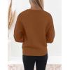 imageZESICA Womens Crew Neck Long Lantern Sleeve Fall 2025 Casual Loose Ribbed Knit Solid Soft Pullover Sweater TopsBrown