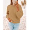 imageZESICA Womens Crew Neck Long Lantern Sleeve Fall 2025 Casual Loose Ribbed Knit Solid Soft Pullover Sweater TopsCamel