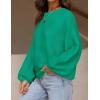 imageZESICA Womens Crew Neck Long Lantern Sleeve Fall 2025 Casual Loose Ribbed Knit Solid Soft Pullover Sweater TopsGreen