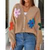 imageZESICA Womens Fall Floral Cardigan Sweaters 2025 Casual Long Sleeve Open Front Button Down V Neck Knit SweaterKhaki