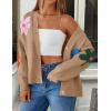 imageZESICA Womens Fall Floral Cardigan Sweaters 2025 Casual Long Sleeve Open Front Button Down V Neck Knit SweaterKhaki