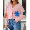 imageZESICA Womens Fall Floral Cardigan Sweaters 2025 Casual Long Sleeve Open Front Button Down V Neck Knit SweaterPink