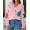 imageZESICA Womens Fall Floral Cardigan Sweaters 2025 Casual Long Sleeve Open Front Button Down V Neck Knit SweaterPink