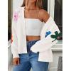 imageZESICA Womens Fall Floral Cardigan Sweaters 2025 Casual Long Sleeve Open Front Button Down V Neck Knit SweaterWhite