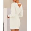 imageZESICA Womens Fall Long Batwing Sleeve Wrap V Neck Knitted Backless Bodycon Pullover Sweater Dress with BeltApricot