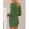 imageZESICA Womens Fall Long Batwing Sleeve Wrap V Neck Knitted Backless Bodycon Pullover Sweater Dress with BeltArmygreen