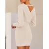 imageZESICA Womens Fall Long Batwing Sleeve Wrap V Neck Knitted Backless Bodycon Pullover Sweater Dress with BeltBeige