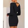 imageZESICA Womens Fall Long Batwing Sleeve Wrap V Neck Knitted Backless Bodycon Pullover Sweater Dress with BeltBlack