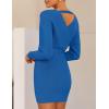 imageZESICA Womens Fall Long Batwing Sleeve Wrap V Neck Knitted Backless Bodycon Pullover Sweater Dress with BeltBrightblue