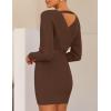 imageZESICA Womens Fall Long Batwing Sleeve Wrap V Neck Knitted Backless Bodycon Pullover Sweater Dress with BeltBrown