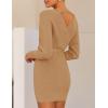 imageZESICA Womens Fall Long Batwing Sleeve Wrap V Neck Knitted Backless Bodycon Pullover Sweater Dress with BeltCamel