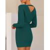 imageZESICA Womens Fall Long Batwing Sleeve Wrap V Neck Knitted Backless Bodycon Pullover Sweater Dress with BeltGreen