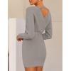 imageZESICA Womens Fall Long Batwing Sleeve Wrap V Neck Knitted Backless Bodycon Pullover Sweater Dress with BeltGrey