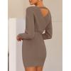 imageZESICA Womens Fall Long Batwing Sleeve Wrap V Neck Knitted Backless Bodycon Pullover Sweater Dress with BeltGreykhaki