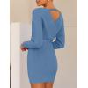 imageZESICA Womens Fall Long Batwing Sleeve Wrap V Neck Knitted Backless Bodycon Pullover Sweater Dress with BeltMidnightblue