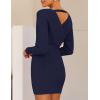imageZESICA Womens Fall Long Batwing Sleeve Wrap V Neck Knitted Backless Bodycon Pullover Sweater Dress with BeltNavy