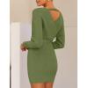imageZESICA Womens Fall Long Batwing Sleeve Wrap V Neck Knitted Backless Bodycon Pullover Sweater Dress with BeltOlive