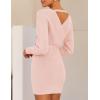 imageZESICA Womens Fall Long Batwing Sleeve Wrap V Neck Knitted Backless Bodycon Pullover Sweater Dress with BeltPink