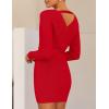 imageZESICA Womens Fall Long Batwing Sleeve Wrap V Neck Knitted Backless Bodycon Pullover Sweater Dress with BeltRed