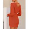 imageZESICA Womens Fall Long Batwing Sleeve Wrap V Neck Knitted Backless Bodycon Pullover Sweater Dress with BeltRustred