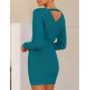 imageZESICA Womens Fall Long Batwing Sleeve Wrap V Neck Knitted Backless Bodycon Pullover Sweater Dress with BeltTeal