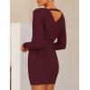 imageZESICA Womens Fall Long Batwing Sleeve Wrap V Neck Knitted Backless Bodycon Pullover Sweater Dress with BeltWine
