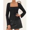 imageZESICA Womens Fall Square Neck Blazers 2025 Casual Long Sleeve Button Up Work Business Fitted Blazer JacketsBlack