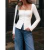 imageZESICA Womens Fall Square Neck Blazers 2025 Casual Long Sleeve Button Up Work Business Fitted Blazer JacketsCream