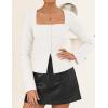 imageZESICA Womens Fall Square Neck Blazers 2025 Casual Long Sleeve Button Up Work Business Fitted Blazer JacketsCream