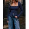 imageZESICA Womens Fall Square Neck Blazers 2025 Casual Long Sleeve Button Up Work Business Fitted Blazer JacketsNavy