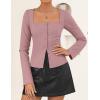 imageZESICA Womens Fall Square Neck Blazers 2025 Casual Long Sleeve Button Up Work Business Fitted Blazer JacketsPink