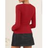 imageZESICA Womens Fall Square Neck Blazers 2025 Casual Long Sleeve Button Up Work Business Fitted Blazer JacketsRed