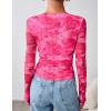 imageZESICA Womens Floral Mesh Going Out Tops Fall Long Sleeve Crewneck Slim Fit Ruched Y2k Shirts Beach Vacation OutfitsPink