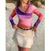 imageZESICA Womens Floral Mesh Long Sleeve Tops 2025 Fall Cowl Neck Slim Fit Going Out Y2k Shirts Trendy Date Night OutfitsPurple