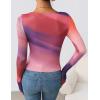 imageZESICA Womens Floral Mesh Long Sleeve Tops 2025 Fall Cowl Neck Slim Fit Going Out Y2k Shirts Trendy Date Night OutfitsPurple