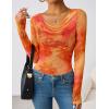 imageZESICA Womens Floral Mesh Long Sleeve Tops 2025 Fall Cowl Neck Slim Fit Going Out Y2k Shirts Trendy Date Night OutfitsTangerine