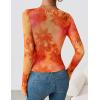 imageZESICA Womens Floral Mesh Long Sleeve Tops 2025 Fall Cowl Neck Slim Fit Going Out Y2k Shirts Trendy Date Night OutfitsTangerine