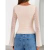 imageZESICA Womens Lace Mesh Long Sleeve Shirts Fall Double Lined Boat Neck Slim Fit Asymmetrical Going Out Tops Date Night OutfitBeige