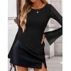 imageZESICA Womens Lace Mesh Long Sleeve Shirts Fall Double Lined Boat Neck Slim Fit Asymmetrical Going Out Tops Date Night OutfitBlack
