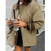 imageZESICA Womens Lightweight Trendy Jackets 2025 fall Contrast Collar Button Down Cotton Oversized Casual Cargo Barn JacketKhaki