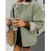 imageZESICA Womens Lightweight Trendy Jackets 2025 fall Contrast Collar Button Down Cotton Oversized Casual Cargo Barn JacketLight Green