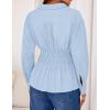 imageZESICA Womens Long Sleeve Button Down Cotton Shirts 2025 Fall Business Casual Collared Blouse Pleated Peplum Work TopsBlue